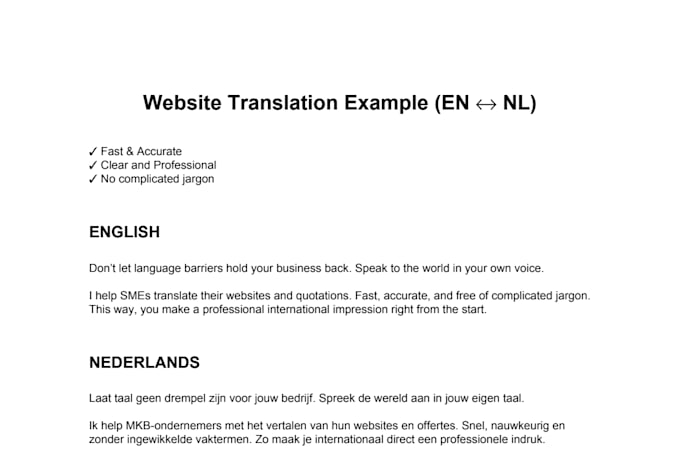 translate english to dutch manually and professionally